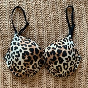 PINK 32D leopard print Wear Everywhere push-up bra